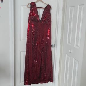 Prom/Bridesmaid Sequin Dress Burgundy/Red with Split